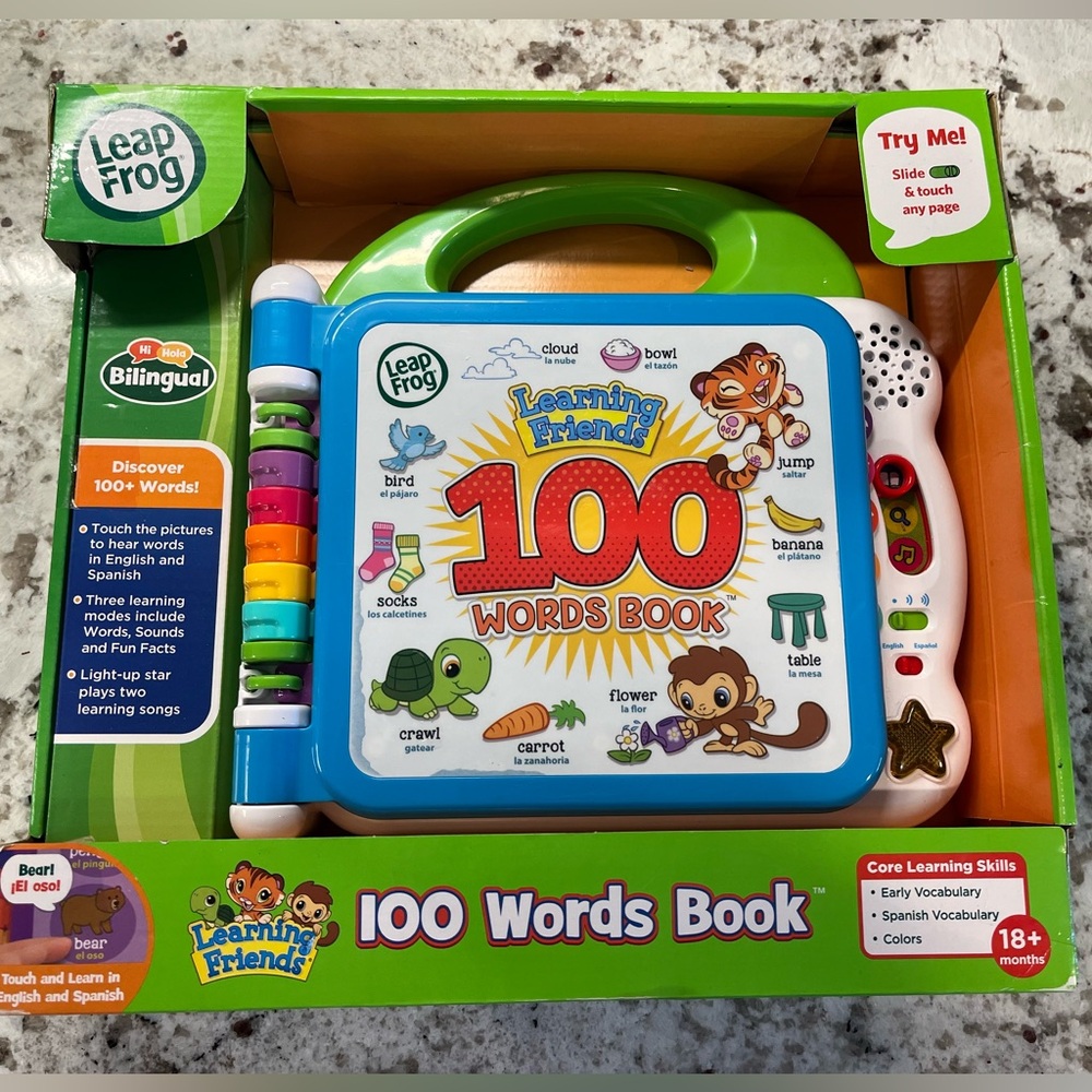 LeapFrog Learning Friends 100 Words Book Bilingual NIB Green